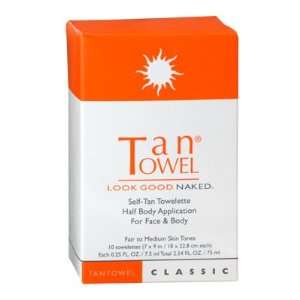 Tantowel Face & Body Towelettes Classic Half Body Application for Fair 