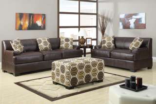 Leather Sectional sofa set 2 Pc Sofa Loveseat couch In Dark Chocolate 