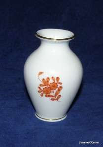Hand Painted Herend CHINESE BOUQUET Rust Miniature Vase  