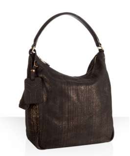 Yves Saint Laurent black and bronze brushed pebbled leather Multy 