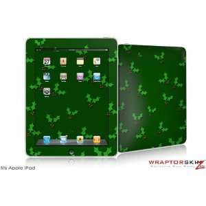  iPad Skin   Christmas Holly Leaves on Green   fits Apple 