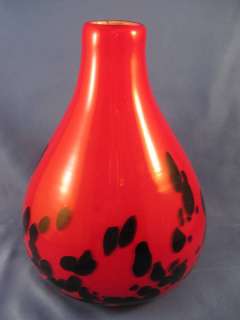 Art Glass Red Black Modern Vase Decorative NICE  