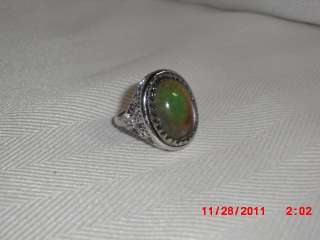 Vintage Mood Ring Silver tone filigree size 5  