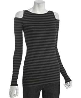 Bailey 44 grey striped jersey Cold Shoulder cutout top