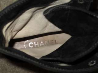 Chanel Motorcycle Hiking Boots Black Suede 9 39 $1195  