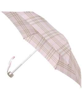 Burberry pink check compact umbrella with case  