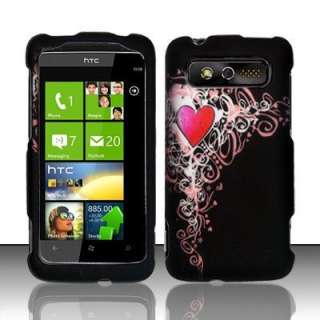 Pink Heart Rubberized Cover Case for HTC 7 Trophy T8686  