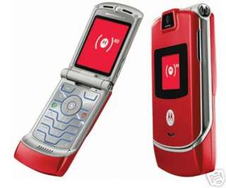 Red   Motorola V3 Razr Cell Phone, Bluetooth, Camera, GSM World Phone 