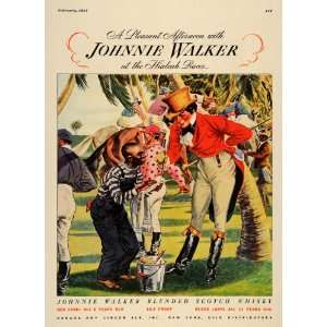 1937 Ad Johnnie Walker Hialeah Race Scotch Whisky Davis   Original 