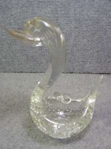 Murano Glass Duck Figurine Ashtray Bubbles  
