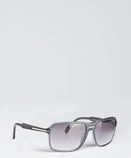 Prada denim blue translucent plastic rectangular sunglasses