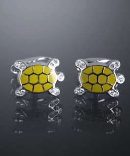 Etro green crystal detailed turtle cufflinks  