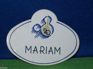 Disney World MARIAM 20 Year Cast Member Badge Pinback  