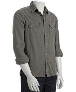 Just A Cheap Shirt grey cotton chambray western shirt   up to 