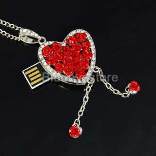 2GB Rose Heart Jewelry USB 2.0 Flash Memory Pen Drive  