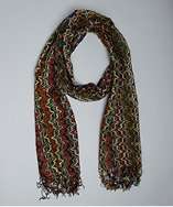 Missoni green and orange wave knit fringed scarf style# 319013301