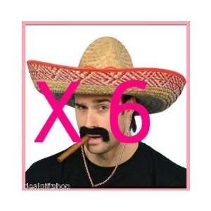  IDEALGIFTSHOP 6 X MEXICAN STRAW SOMBRERO HATS + 6 