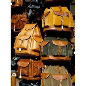 Leather Bags for Sale, San Lorenzo Market, Florence, Tuscany, Italy 
