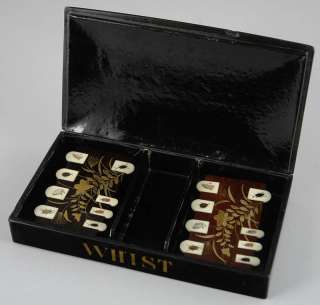 05597 Whist Box with Two Shibayama Whist Counters c1880  