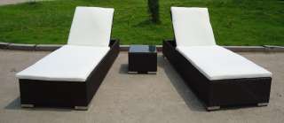 OUTDOOR WICKER PATIO FURNITURE StKitts Chaise Lounge Set Brown Wicker 