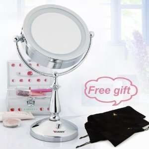 Ware 9K011A6 Double sided 1x/10x Table Top LED Lighted Makeup Mirror 