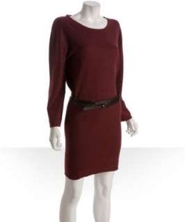 Qi autumn wine cashmere Allie belted sweater dress   up to 