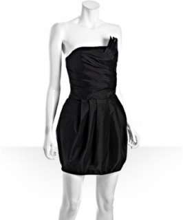 Romeo & Juliet Couture black taffeta fan pleated strapless dress 