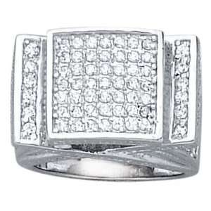   Clear Cubic Zirconia 15 mm Luxury Cluster Band Ring   Size 7 Jewelry