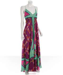 style #303791401 magenta incantation print silk maxi dress