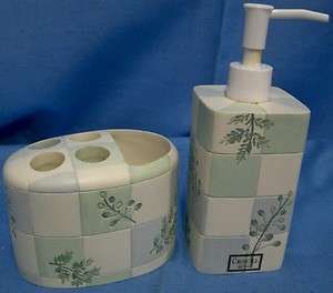   Soap Lotion Dispenser & Toothbrush/Paste Holder Blue Green VGUC  