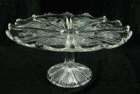   Crystal Thistle Cake Plate Stand Higbee Pastry Pedestal Footed  