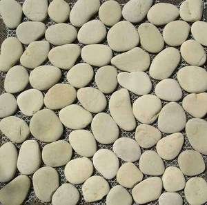   Egg Shell White River Stone Pebble Tile 11 SQ FT 11 12x12 Jellybean