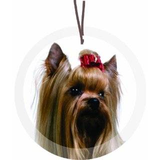 Rikki Knight Silky Terrier Dog Glass Round Christmas Tree Ornament 