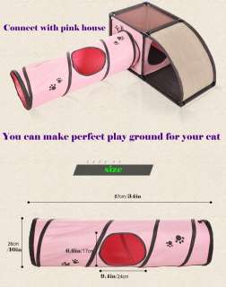 Cat Kitten Pet Play Tunnel Toy Accessory Supplies Pink holic 
