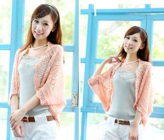 Korea Women Hollow Shawl Shrug Cardigan Knit Coat Shrug Jacket Sweater 