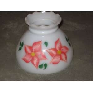 Vintage Handpainted Floral Milk Glass Oil or Electric Lamp Light Shade 