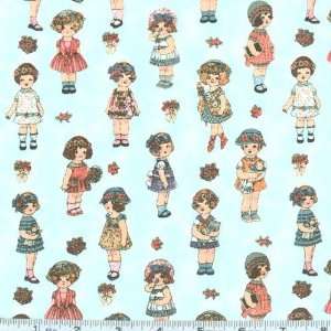  45 Wide Paper Dolls Miniature Blue Fabric By The Yard 