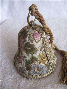 Vintage Brocade Bell Shaped Musical Ornament Made in Switzerland VERY 