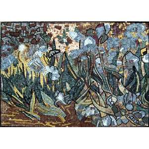   28x40 Van Gogh Irises Marble Mosaic Art Tile Mural
