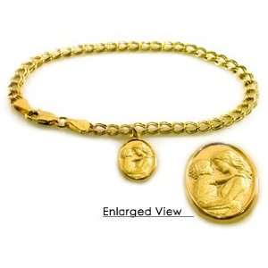   Gold Link Bracelet Charm   7 Depicting Mother Holding Child Jewelry