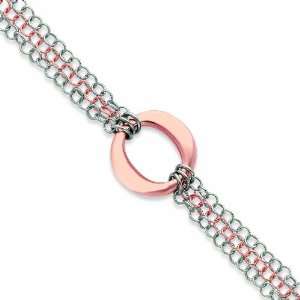   Silver & Rose Vermeil Multi Strand W/Center Oval Bracelet Jewelry