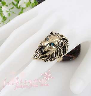 Stylish Premier Design Rhinestone Lovely lion Head Open Ring  