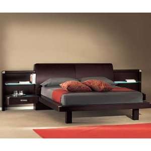  Meti Platform Bed in Dark Oak with Nightstands (Queen 