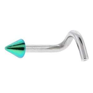  GREEN Anodized Surigcal Steel CONE Nose Ring Jewelry
