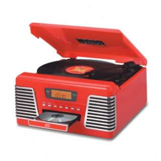RED CROSLEY AUTORAMA RECORD PLAYER TURNTABLE CD PLAYER FM RADIO 