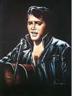   Painted 12x18 Velvet Elvis Presley Singing & Playing Guitar Painting