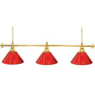 60 3 Shade Billiard Lamp Red + Gold Pool Table Light 844296056118 