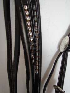 BLACK CRYSTALS WESTERN HEADSTALL BREASTPLATE REINS SHOW  
