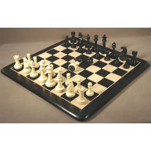 Meghdoot Ebony Chessmen with Solid Ebony Maple Thick Board Chess Set