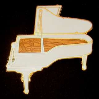 Detailed Mini Hamburg Steinway Piano Pin & Tie Tack Wht  